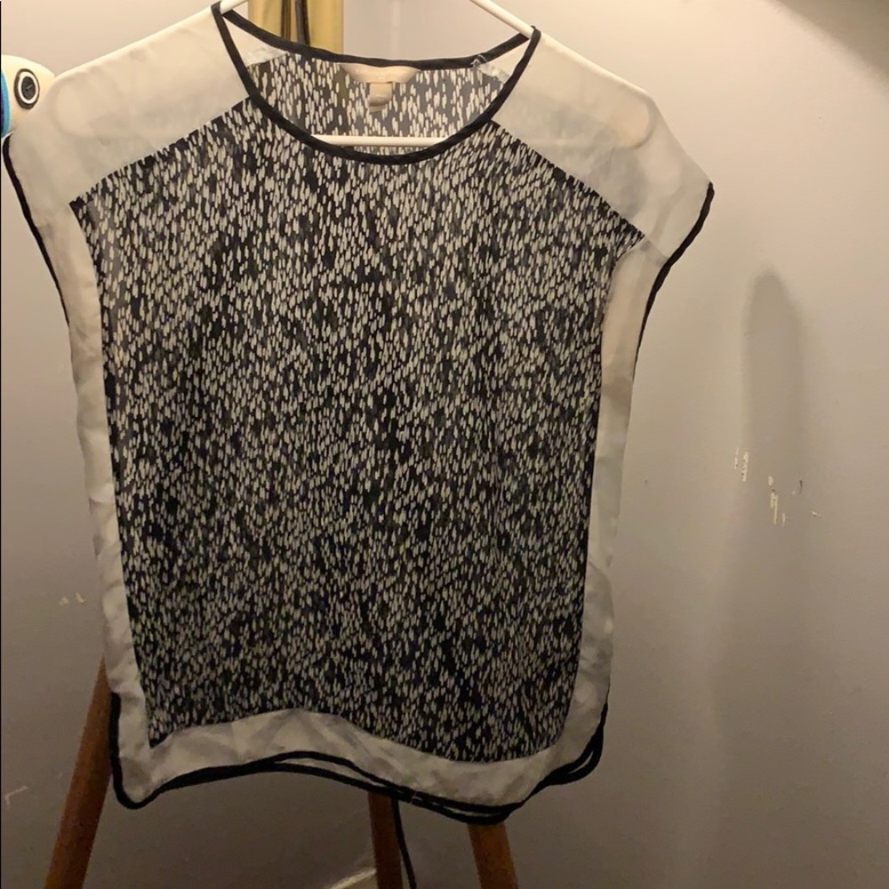 Banana Republic sheer black and white blouse